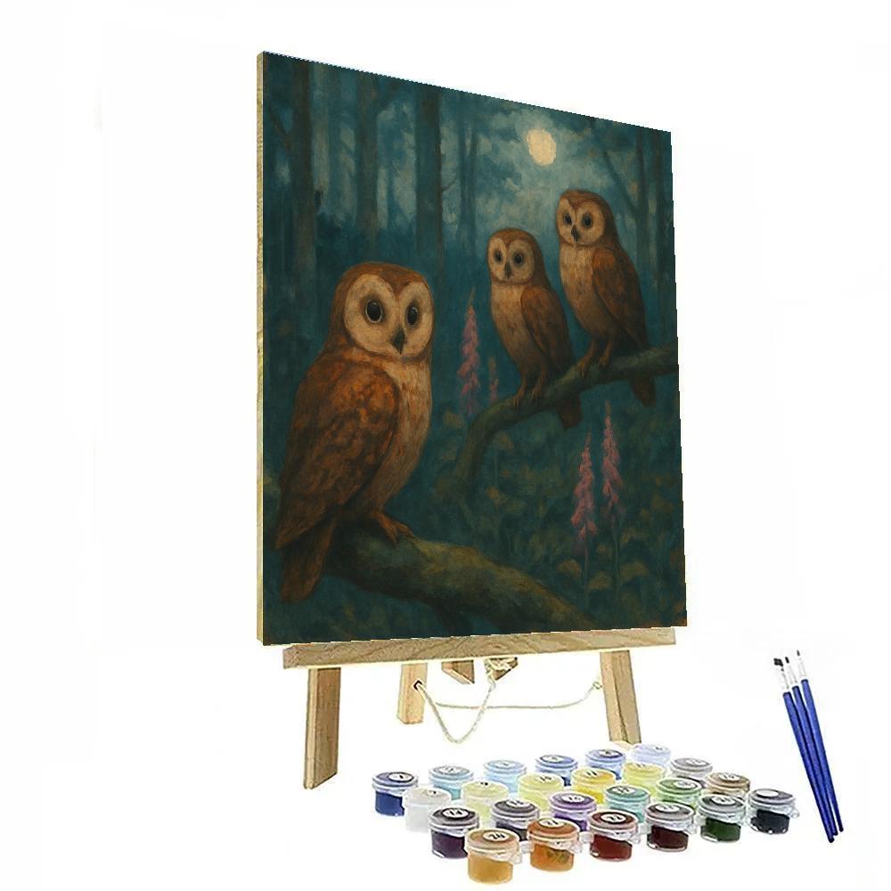 Woodland Owl Gathering DIY paint by numbers