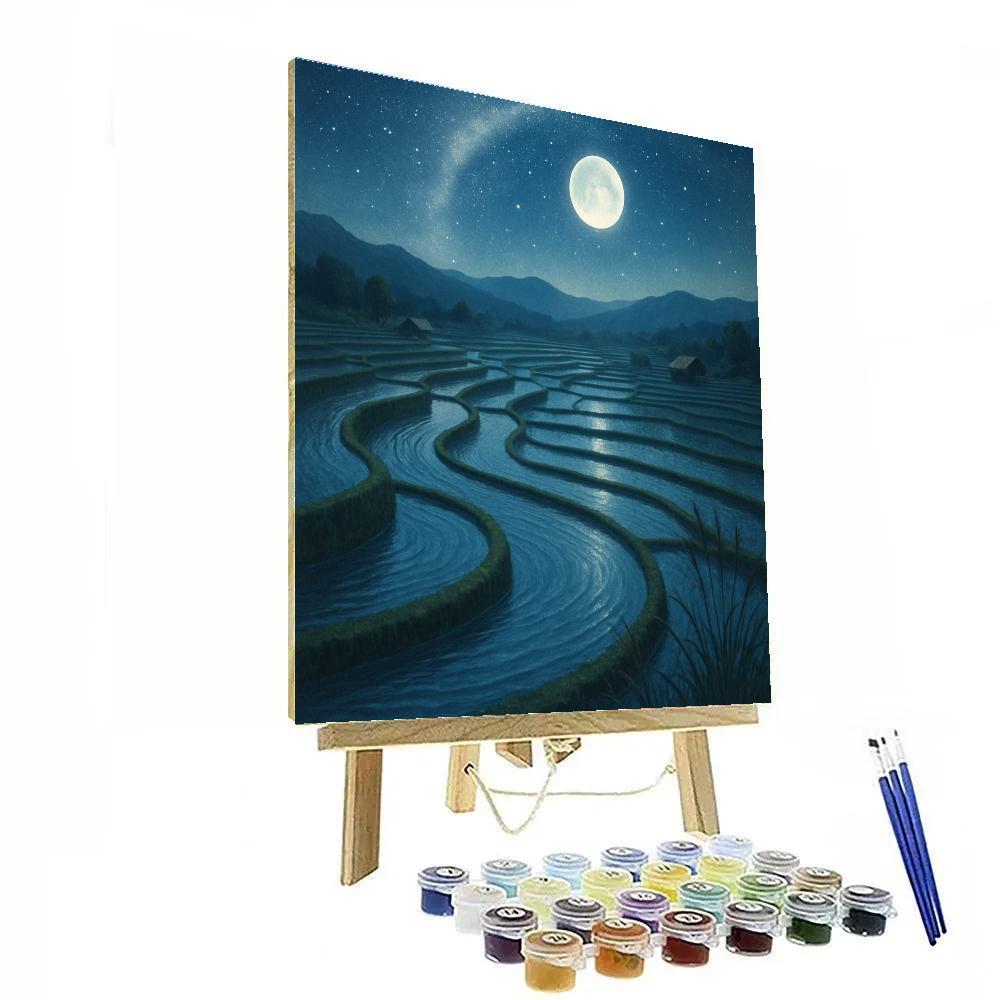 Moonlit Rice Terraces Numbered painting kits