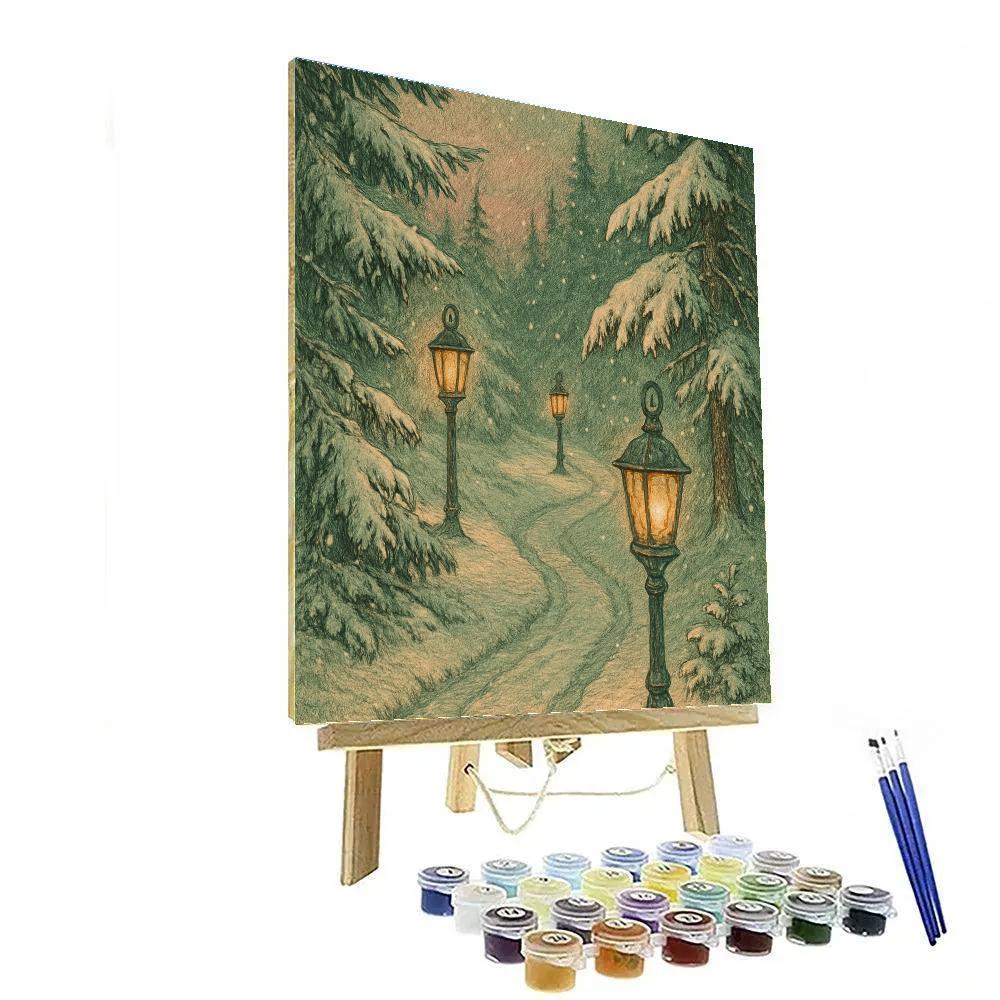 Lanterns Along The Frost Path paint by number