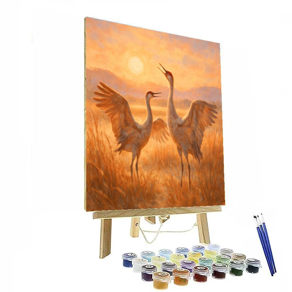 Cranes At Golden Dawn Painting by numbers kit