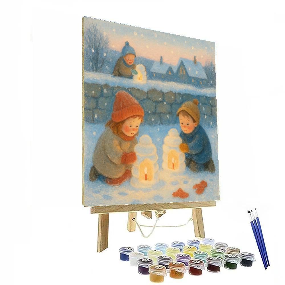 Children Building Snow Lanterns Number painting