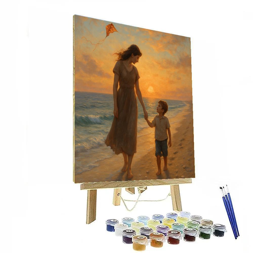 Seaside Sunset Walk Together Paint by numbers art