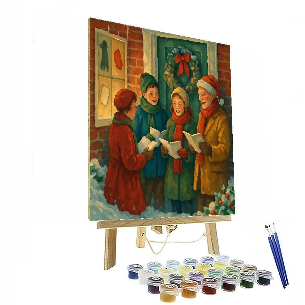Caroling At The Door paint by color