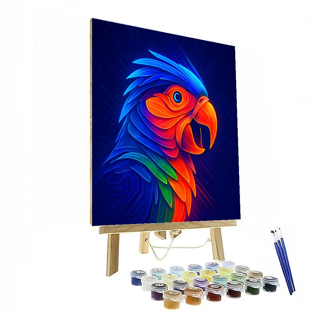 Cybernetic Parrot Burst Number painting