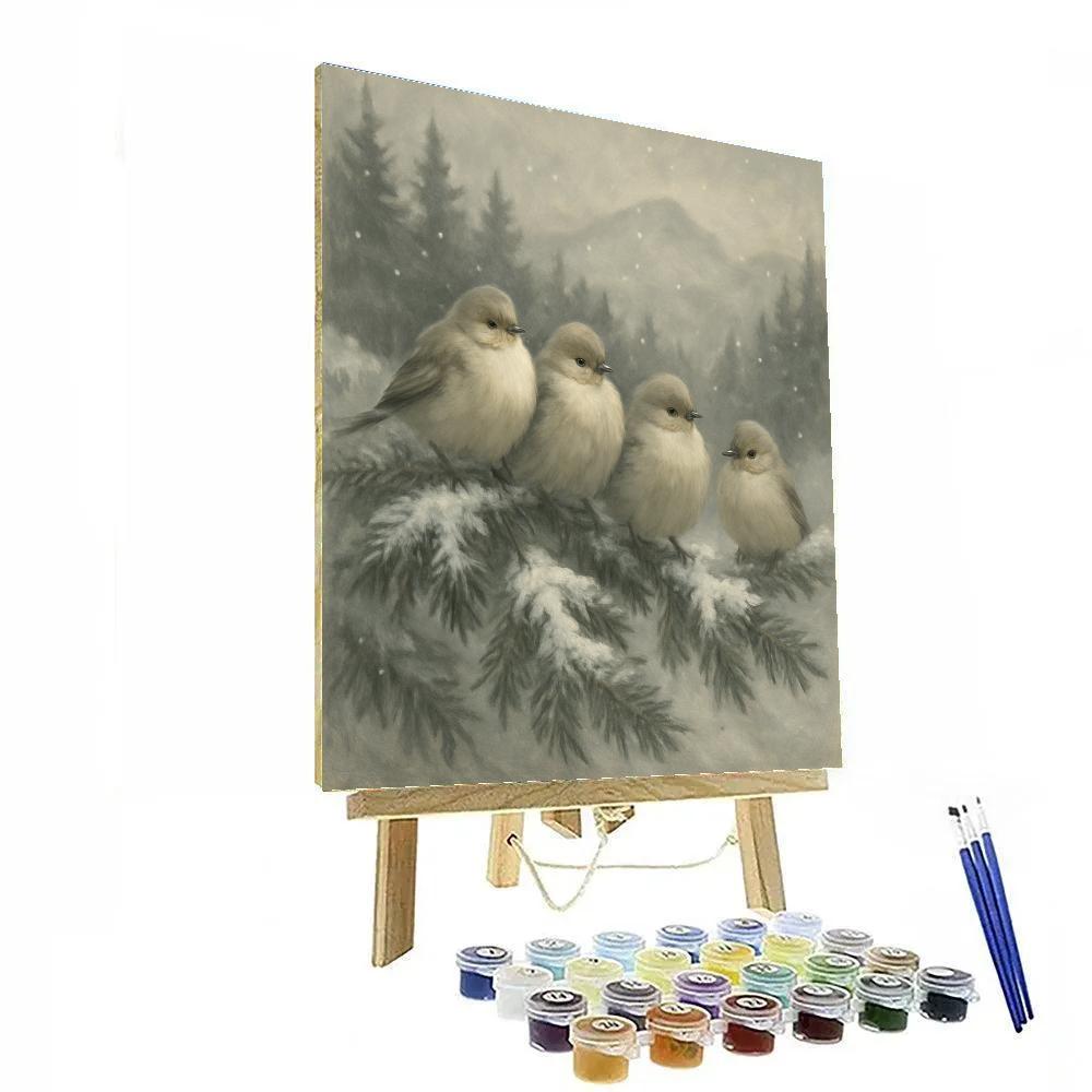 Snowy Finch Sanctuary Paint by numbers art