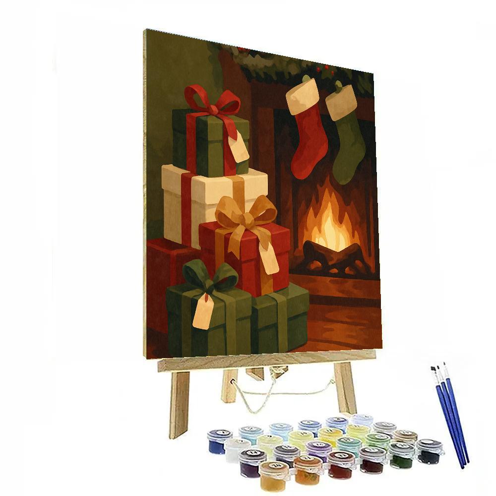 Gifts By The Fireplace paint by numbers