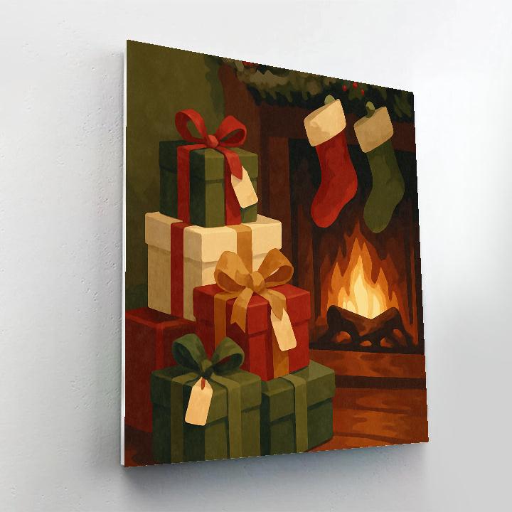 Gifts By The Fireplace paint by numbers