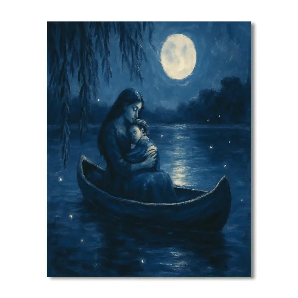Moonlight Lullaby Canoe Ride Paint by numbers art