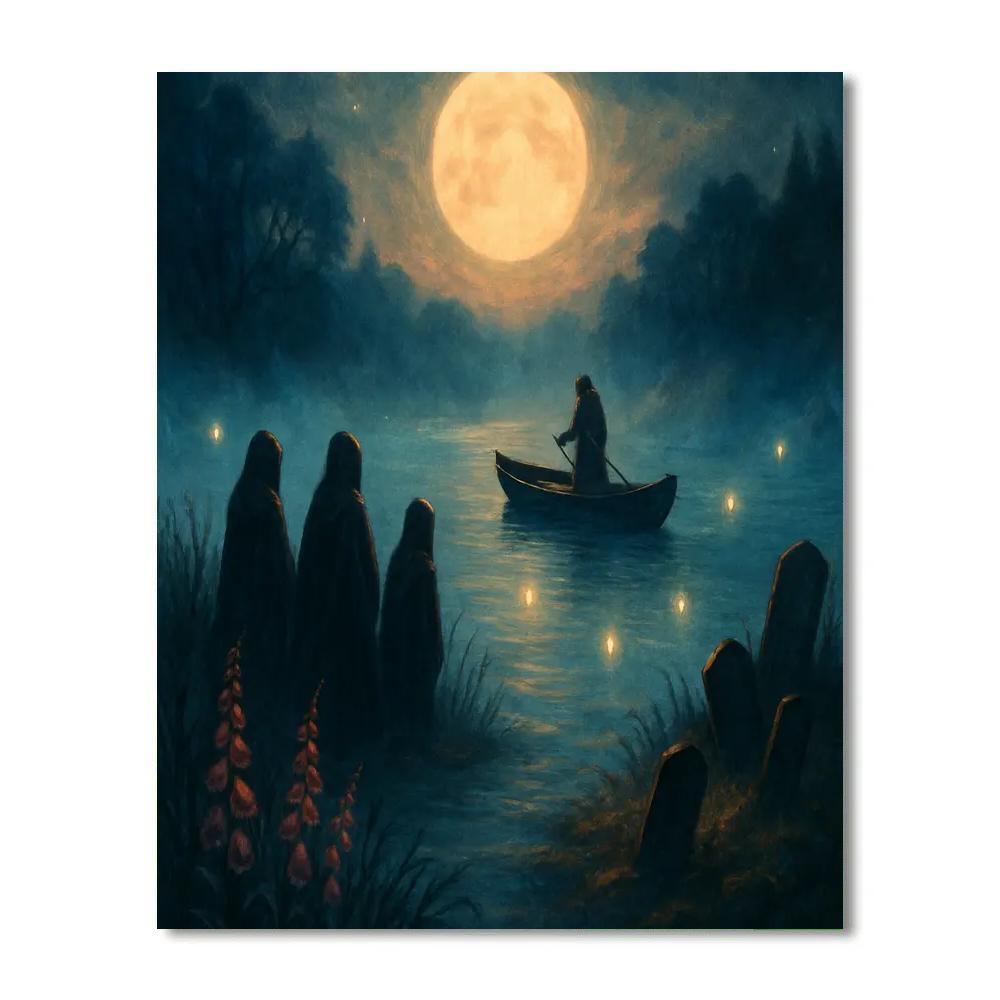 Silent Ferry At Witching Hour Numbered painting kits