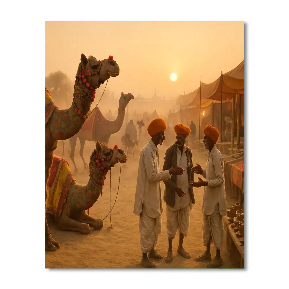 Pushkar Camel Fair Dawn Market paint by number