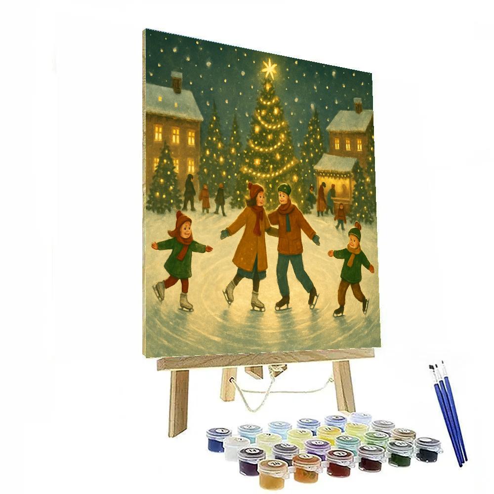Skating By The Pine Square Paint by numbers art