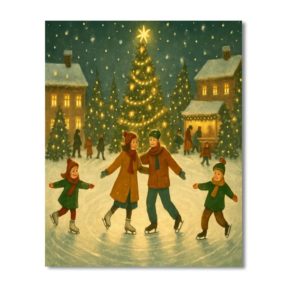 Skating By The Pine Square Paint by numbers art