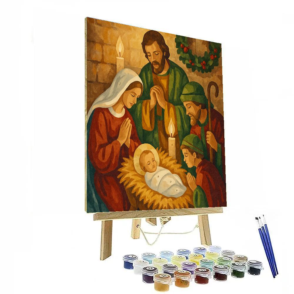 Starlit Nativity painting number kit