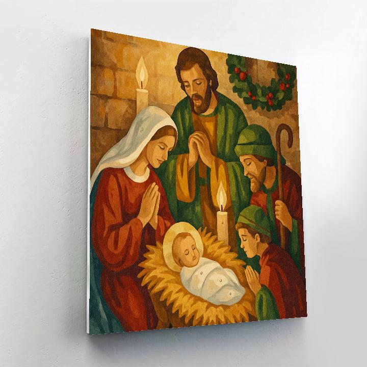 Starlit Nativity painting number kit