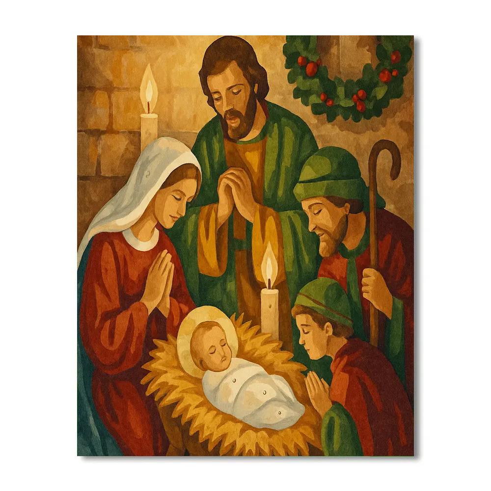 Starlit Nativity painting number kit