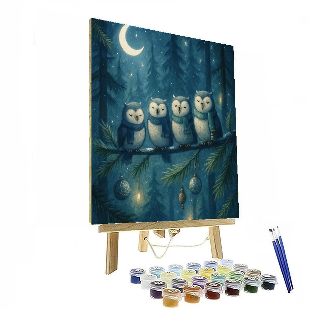 Midnight Carol With Owls painting number kit