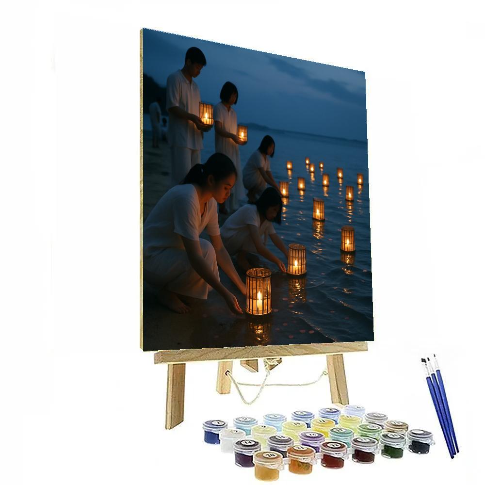 Lantern Floating At Okinawa Shore Paint by numbers kits
