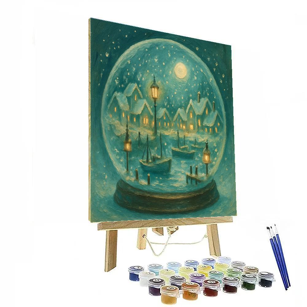 Snow Globe Harbor Dream paint by numbers