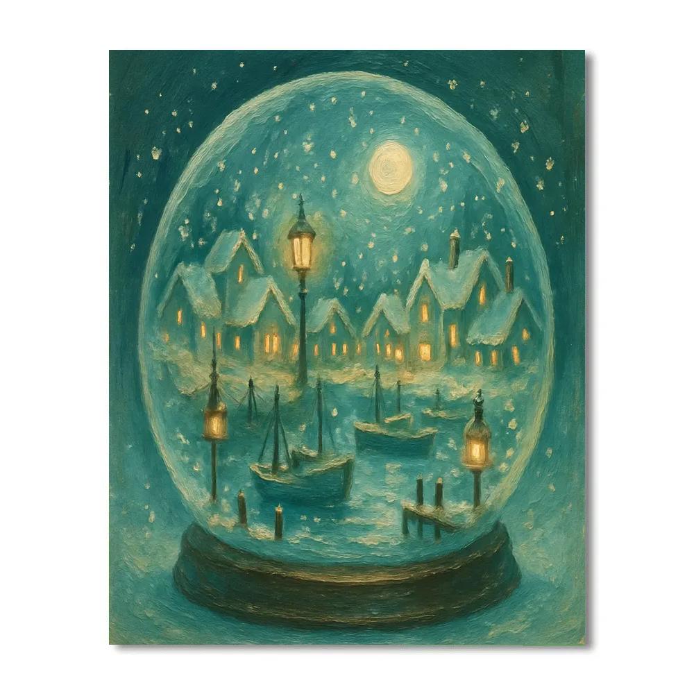 Snow Globe Harbor Dream paint by numbers