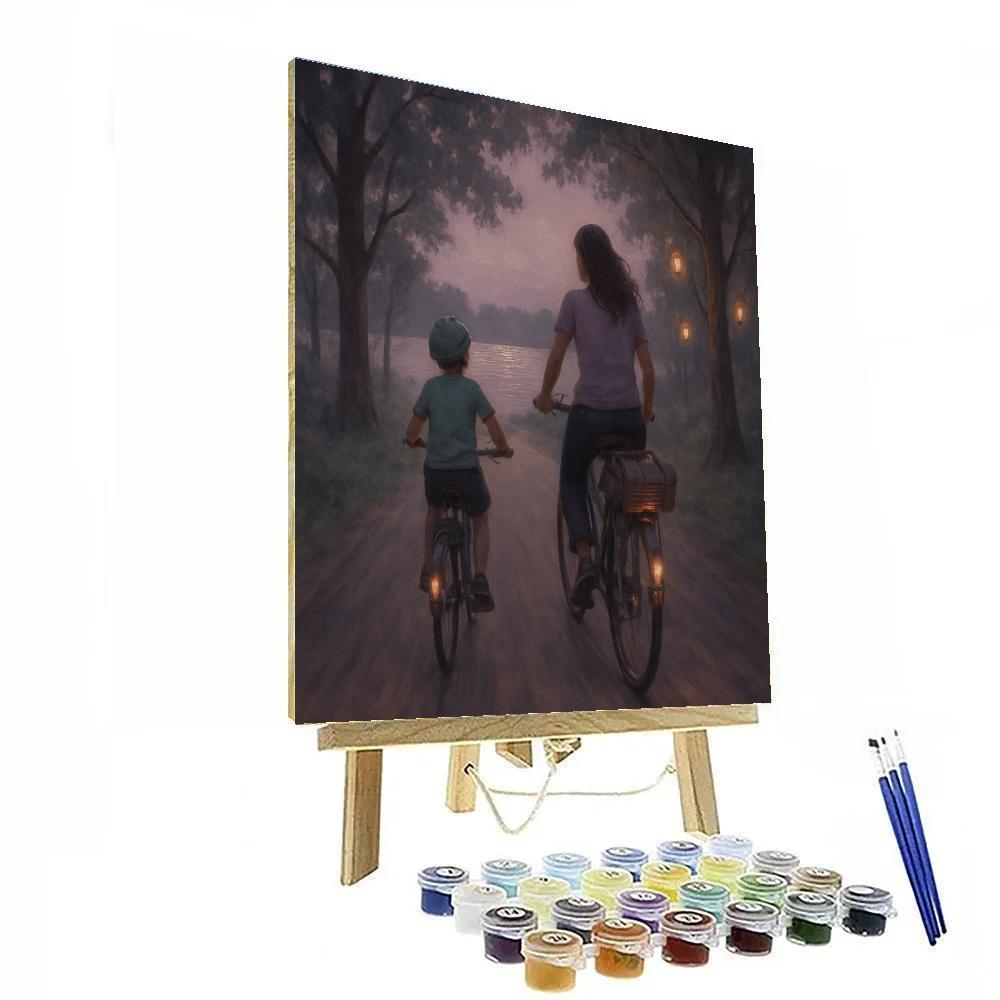 Bike Ride To The Lake At Dusk Paint by numbers kits