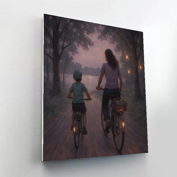 Bike Ride To The Lake At Dusk Paint by numbers kits