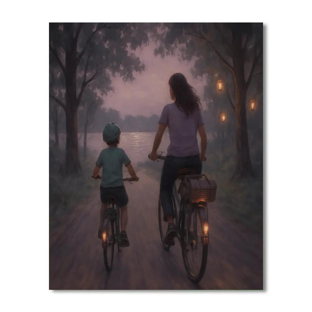 Bike Ride To The Lake At Dusk Paint by numbers kits