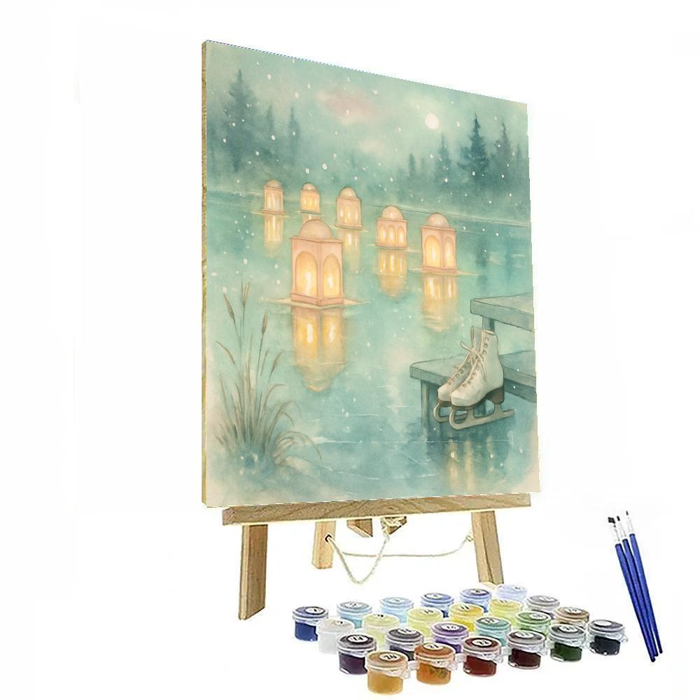 Lanterns Over Frozen Lake paint by numbers