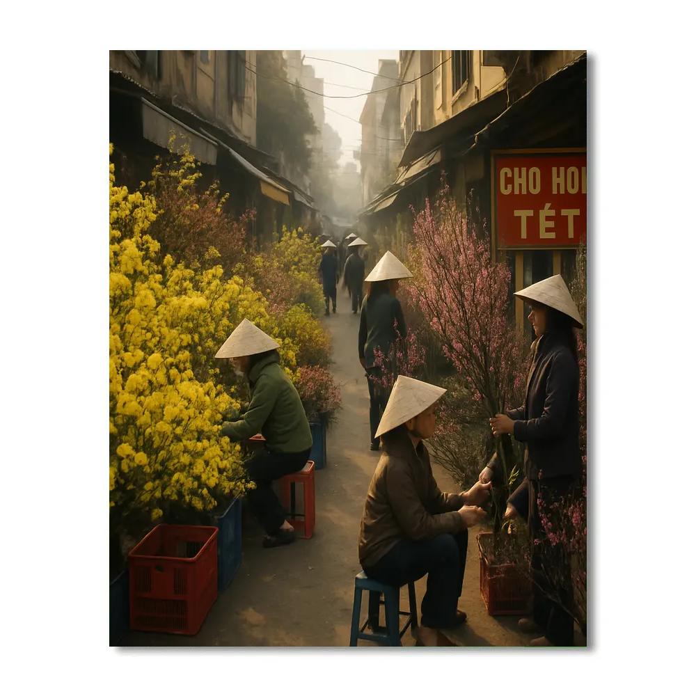 Tet Flower Market Morning DIY paint by numbers