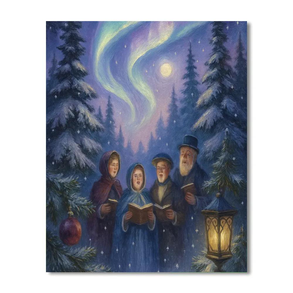 Aurora Caroling Pines painting number kit