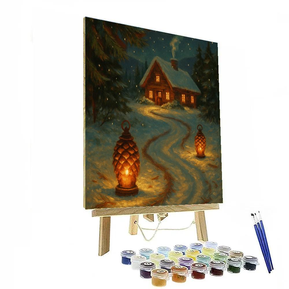 Pinecone Lantern Trail Painting by numbers kit