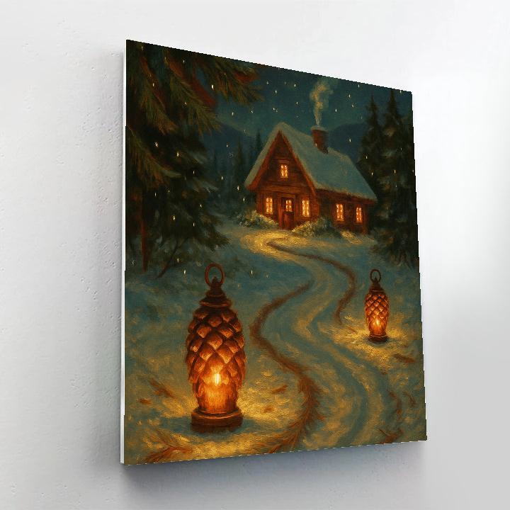 Pinecone Lantern Trail Painting by numbers kit