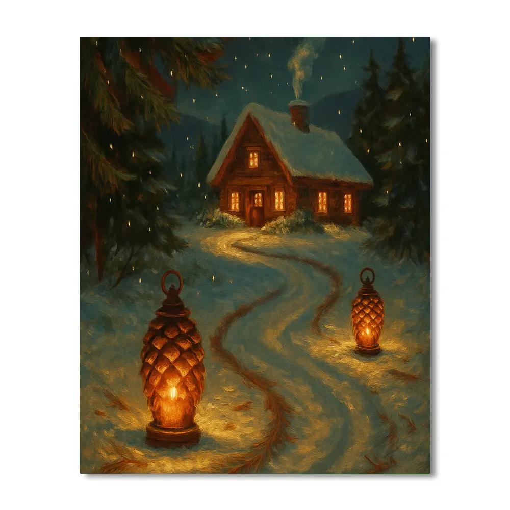 Pinecone Lantern Trail Painting by numbers kit