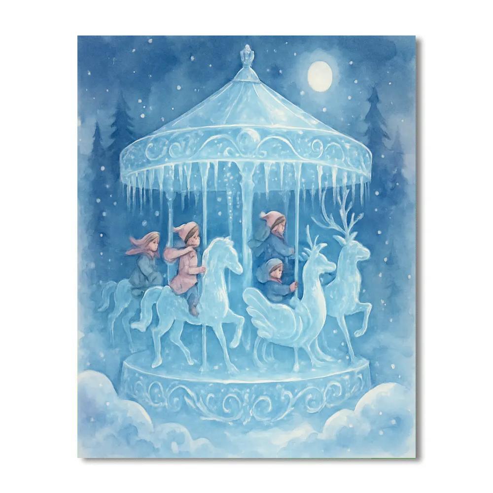 Icicle Carousel Night DIY paint by numbers
