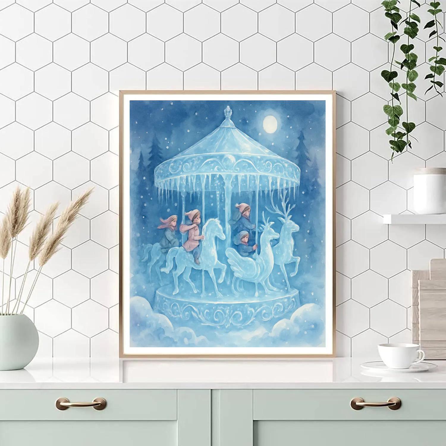 Icicle Carousel Night DIY paint by numbers