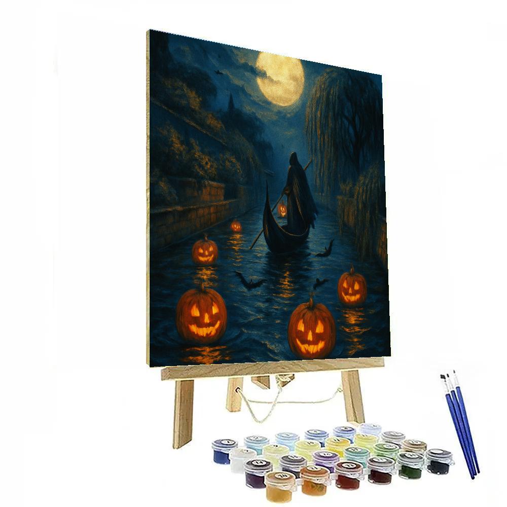 Glimmering Pumpkin Canal Painting by numbers kit