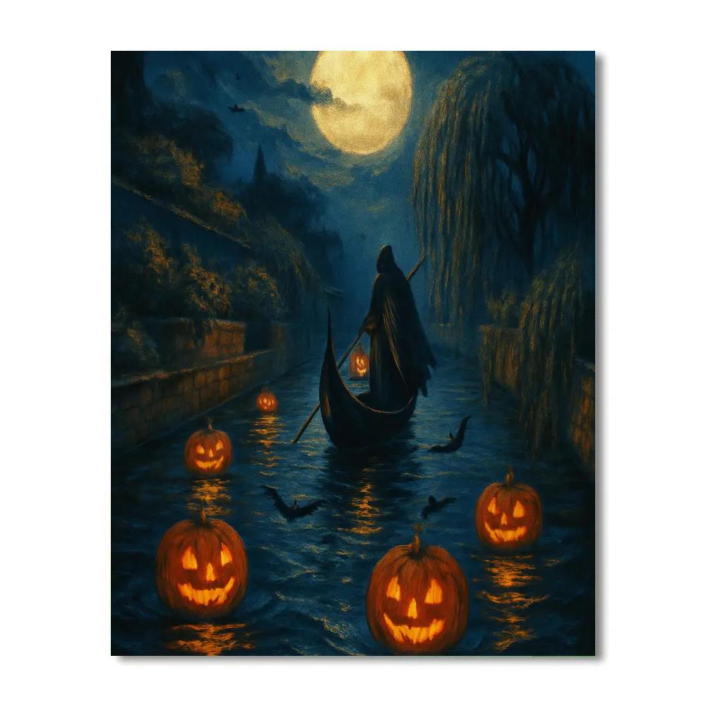 Glimmering Pumpkin Canal Painting by numbers kit