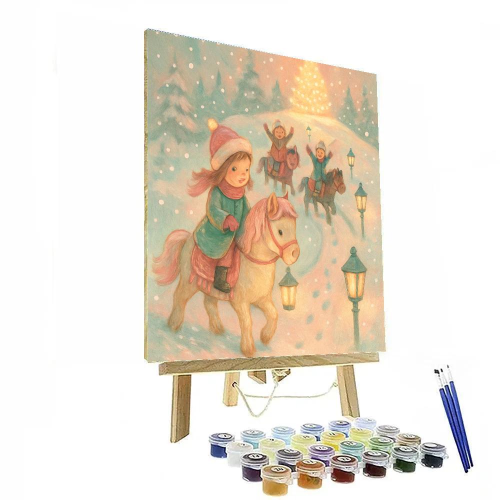 Snow Pony Lantern Ride Number painting
