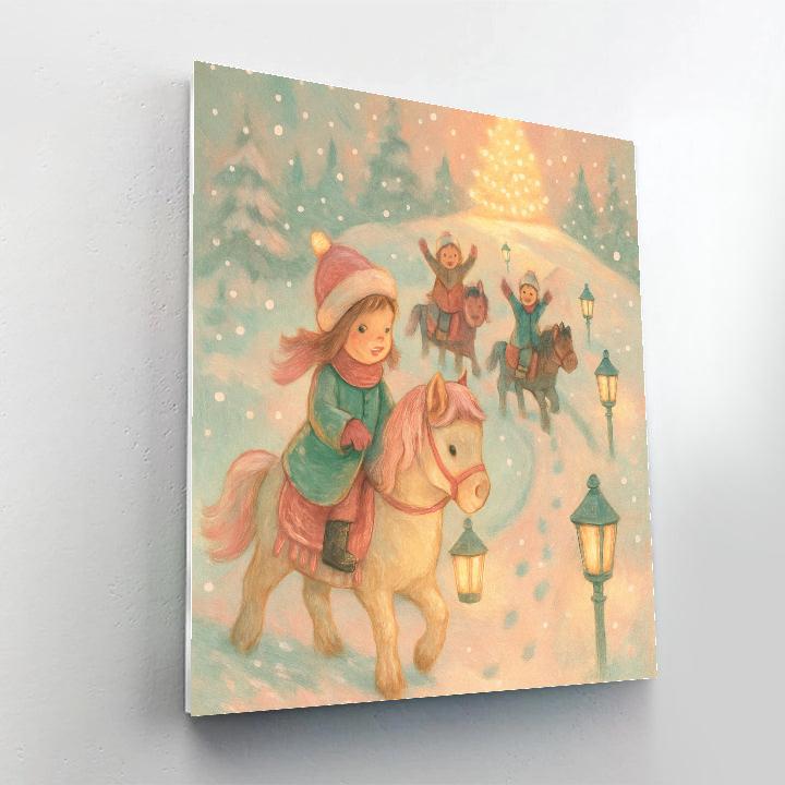 Snow Pony Lantern Ride Number painting