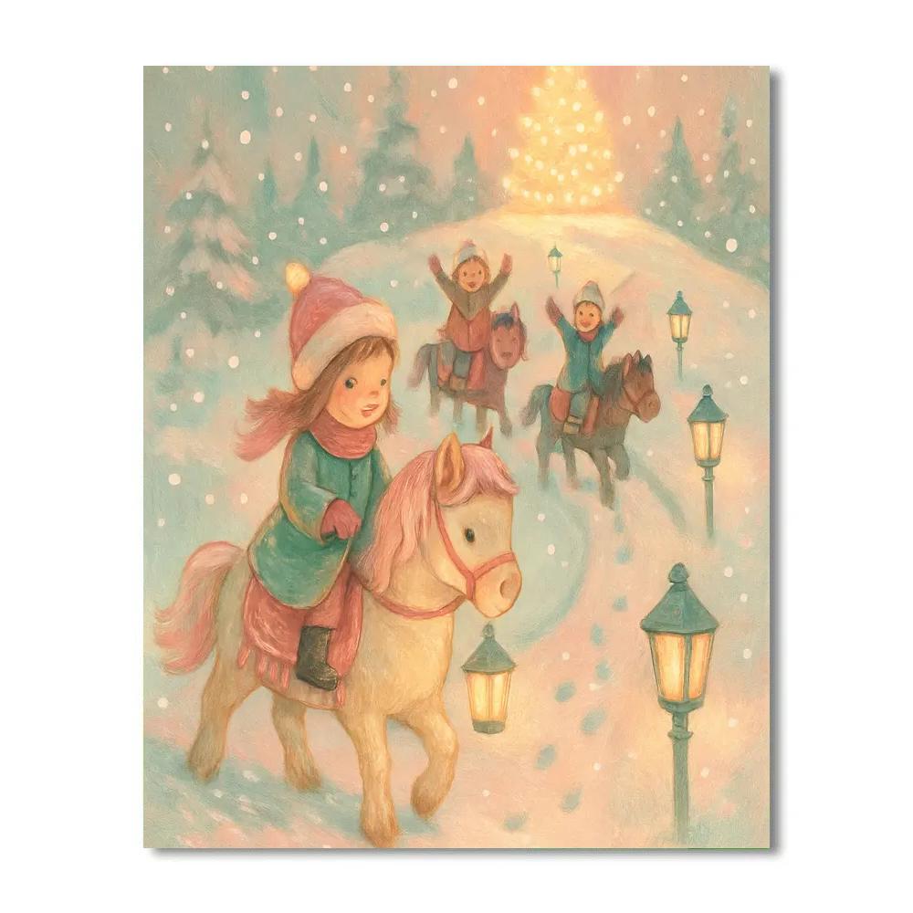 Snow Pony Lantern Ride Number painting