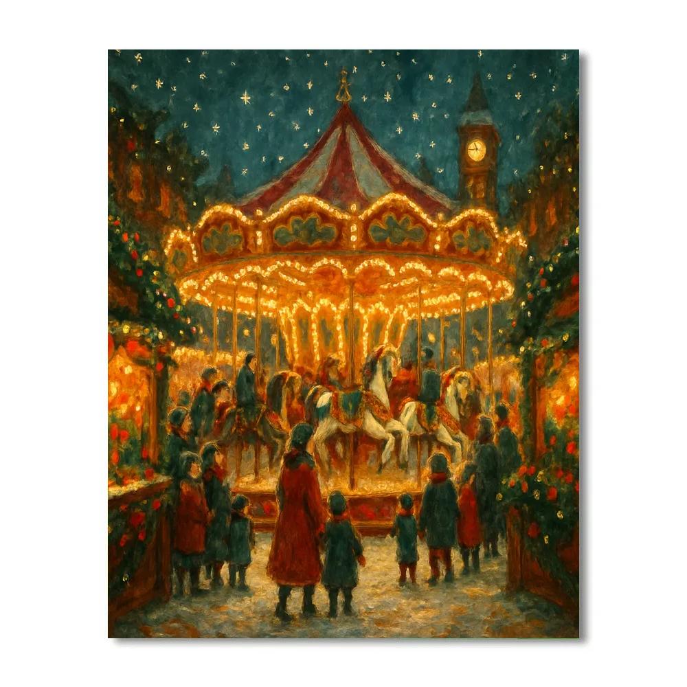 Winter Market Carousel Of Lights Paint by numbers kits