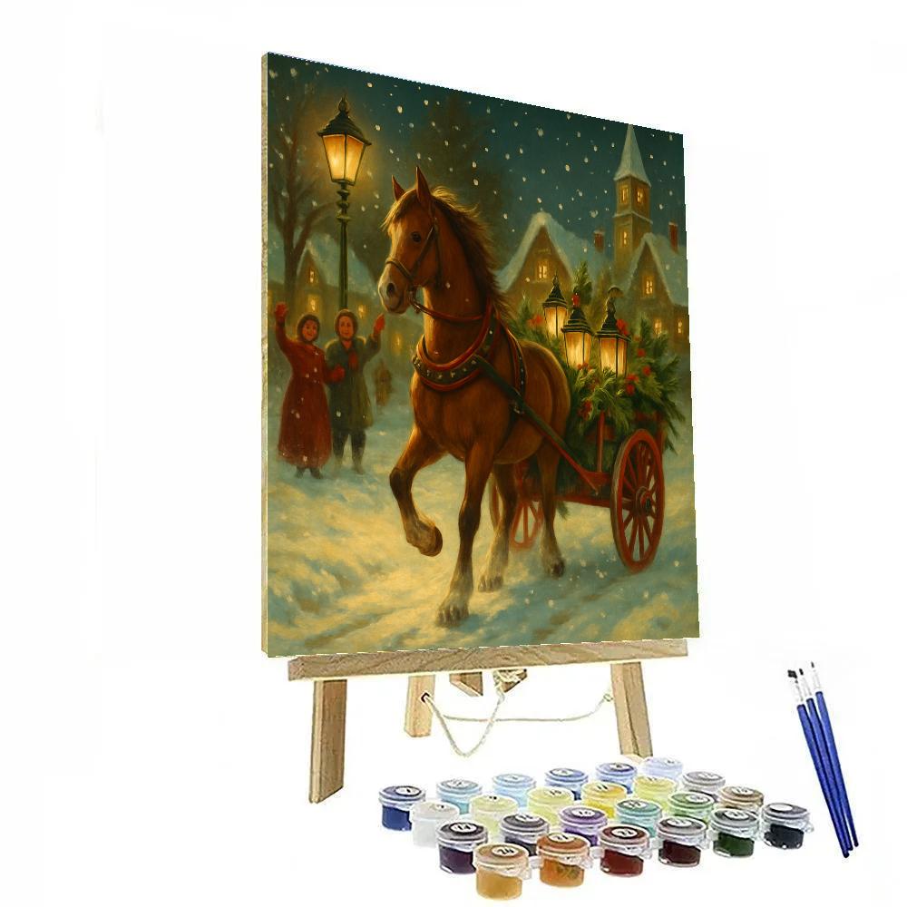 Holiday Horse Cart Lanterns Number painting