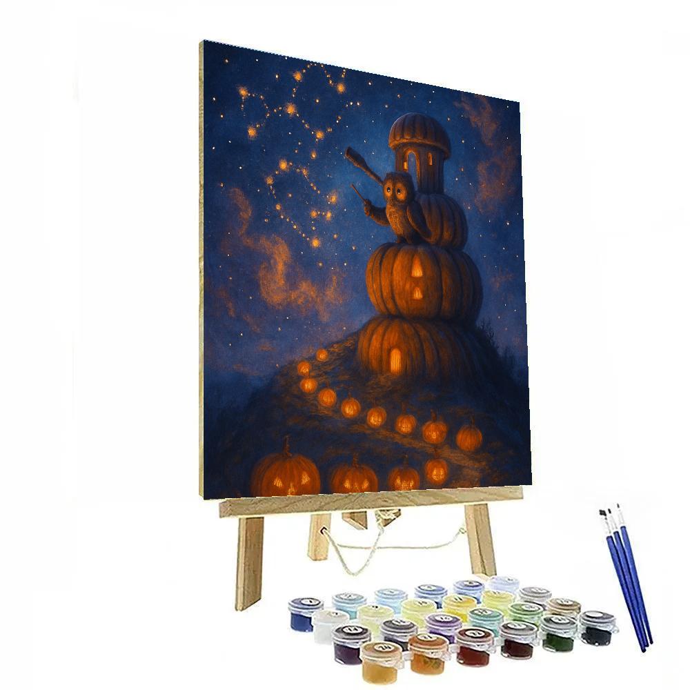 Starlit Pumpkin Observatory paint by numbers