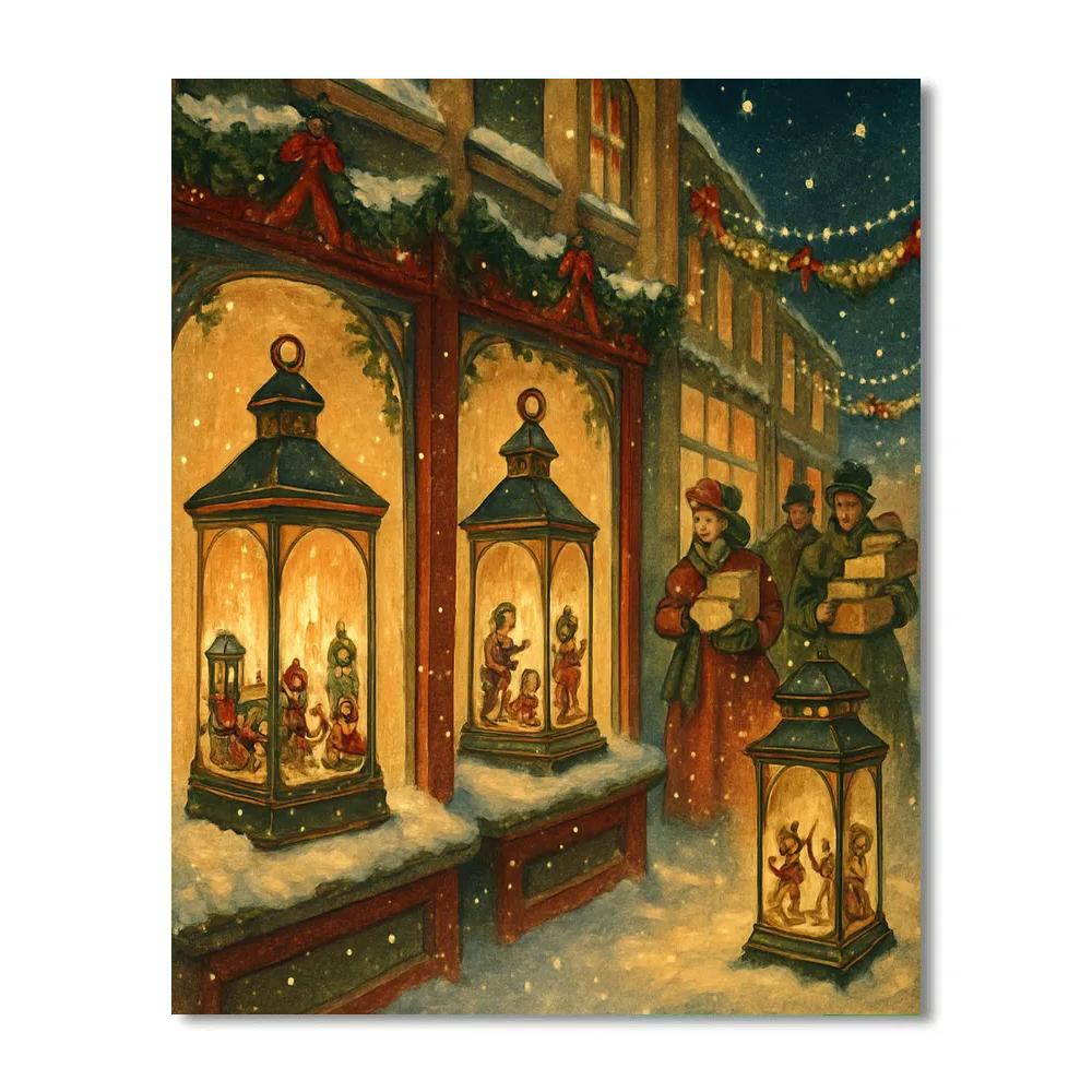 Snow Lantern Window Market Paint by numbers art