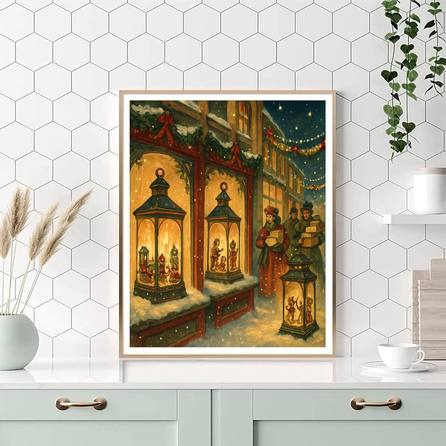 Snow Lantern Window Market Paint by numbers art