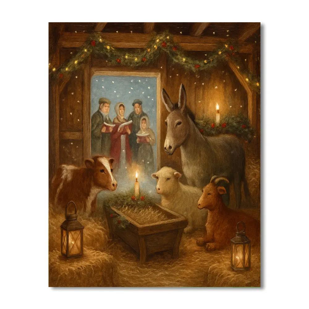 Midwinter Stables Carol Night Painting by numbers kit