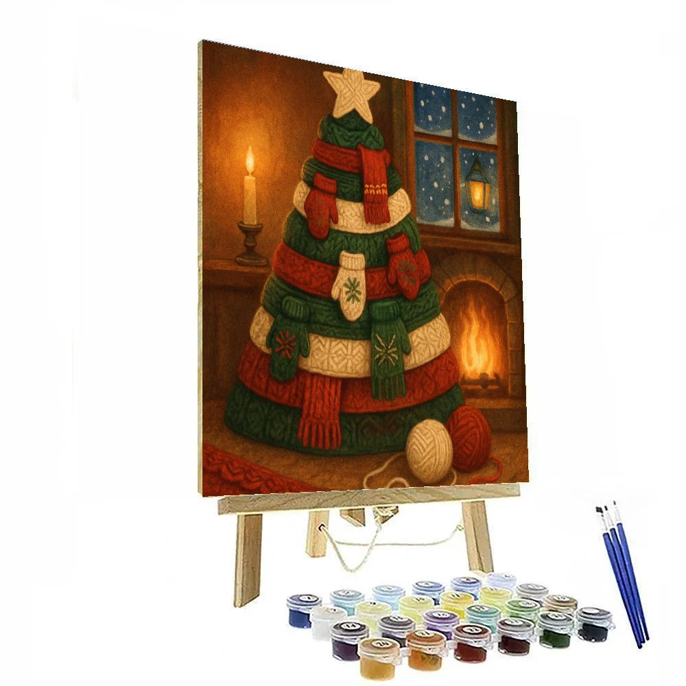 Hearthside Knitted Tree paint by number