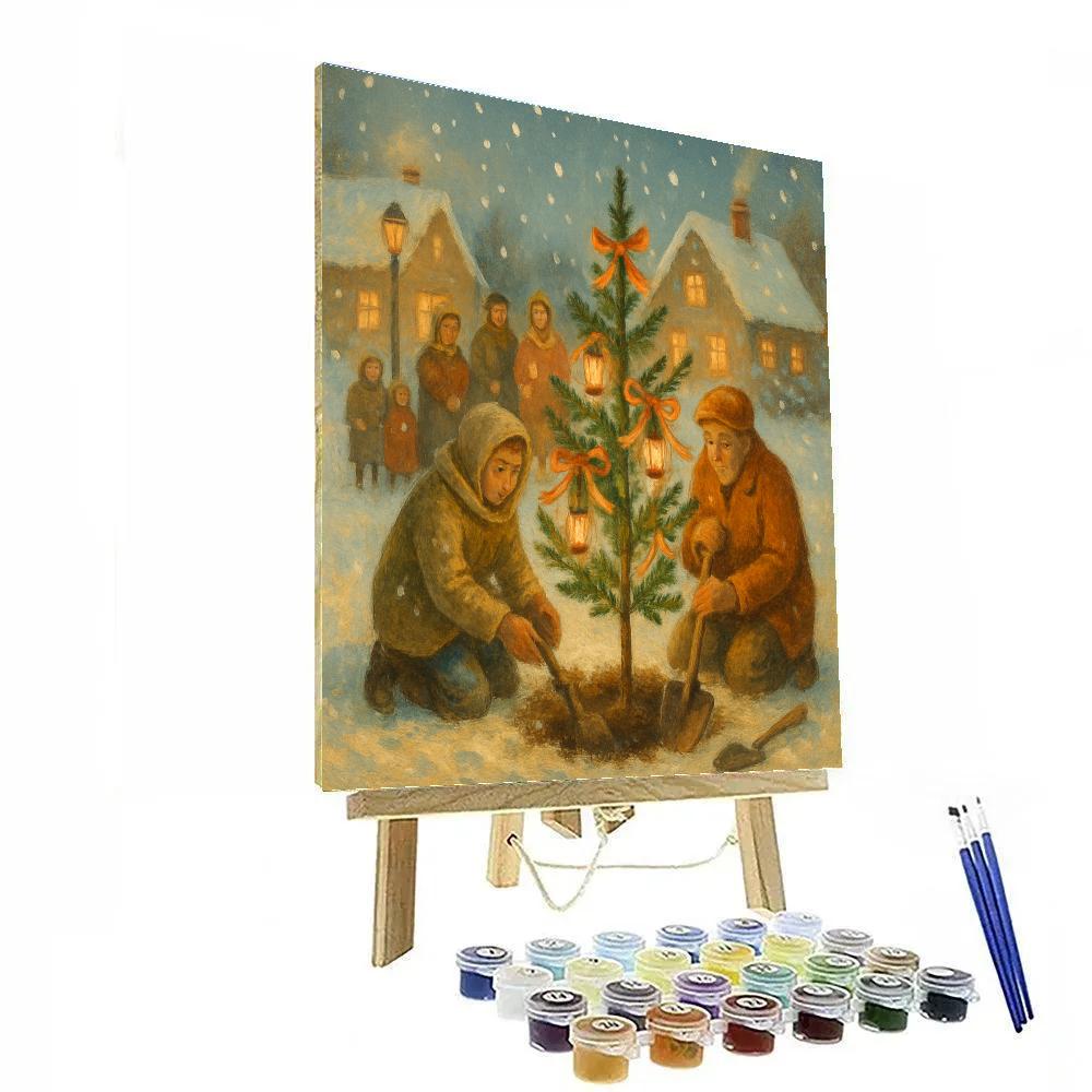 Festival Lantern Tree Planting DIY paint by numbers
