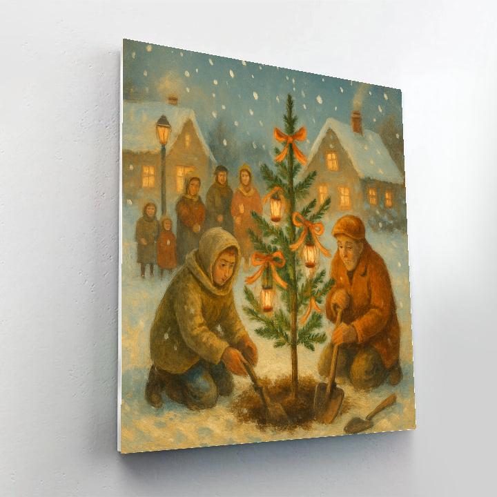 Festival Lantern Tree Planting DIY paint by numbers
