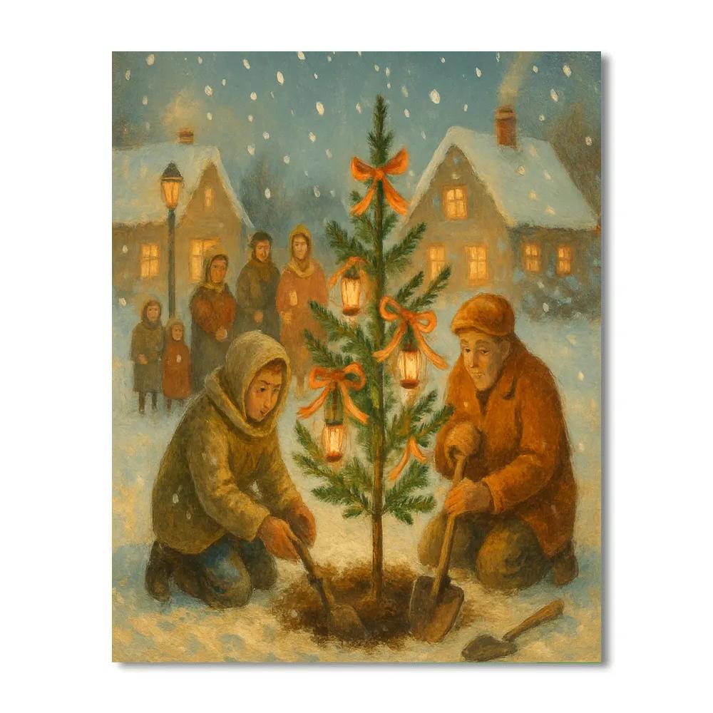 Festival Lantern Tree Planting DIY paint by numbers