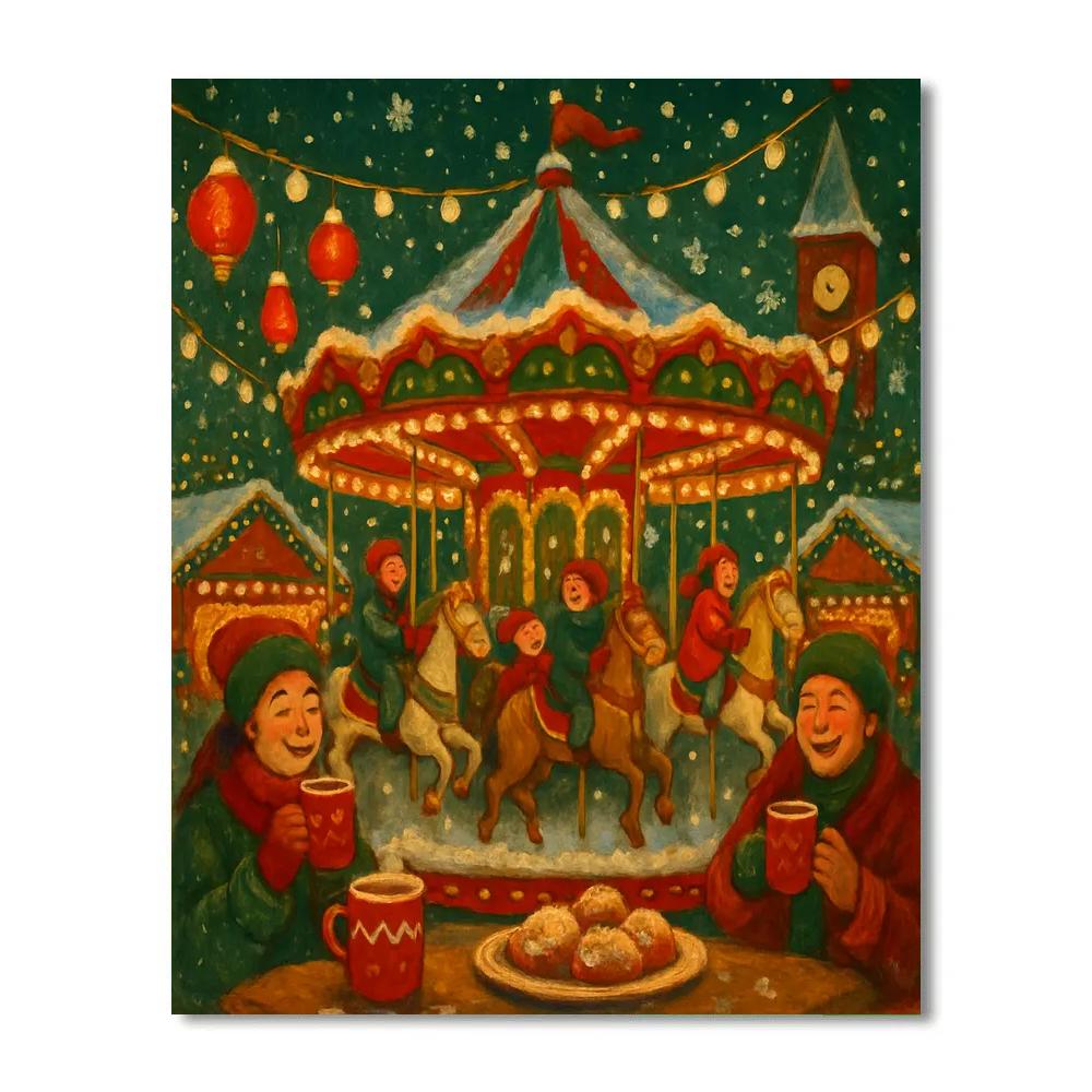 Noel Night Market Carousel DIY paint by numbers